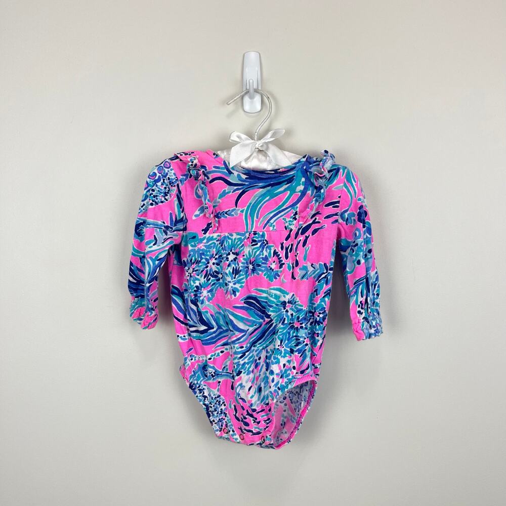Lilly Pulitzer Girls Velma Bodysuit Mandevilla Pink 6-12 Months